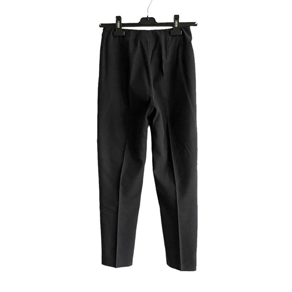 MAXMARA Silk Cotton Clean Front Slim Pants Trousers Black 2 - Picture 2 of 8